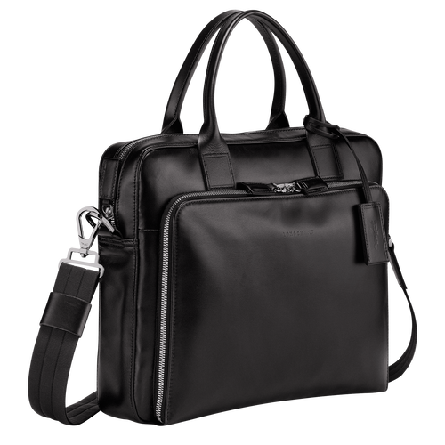 Longchamp Baxi S Bőr Aktatáska Férfi Fekete | 59421KBOA