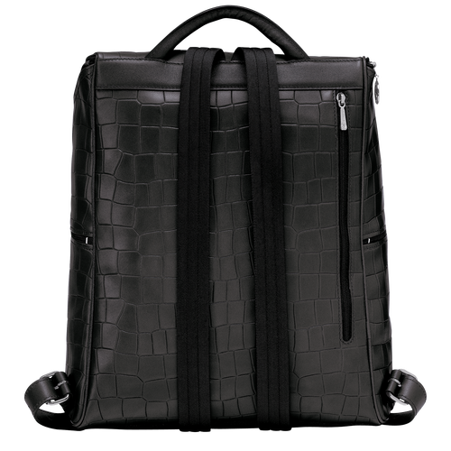 Longchamp Croco Block Bőr Hátizsák Férfi Fekete | 40671JWSG
