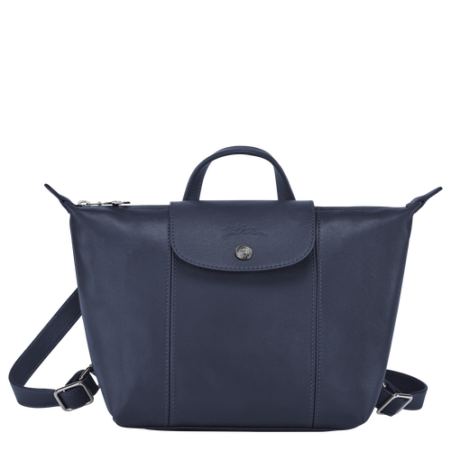Longchamp Le Pliage Cuir Bőr Hátizsák Női Kék | 67241SDQT