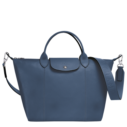 Longchamp Le Pliage Cuir M Bőr Kézitáska Férfi Kék | 51382HTIO
