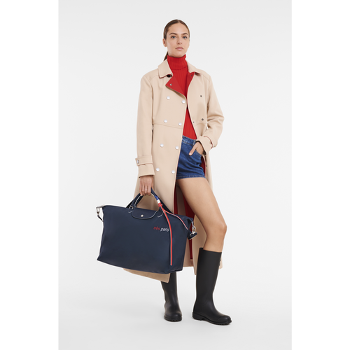 Longchamp Le Pliage Très Paris L Vászon, Recycled canvas Utazótáskák Női Kék | 71594WDYS