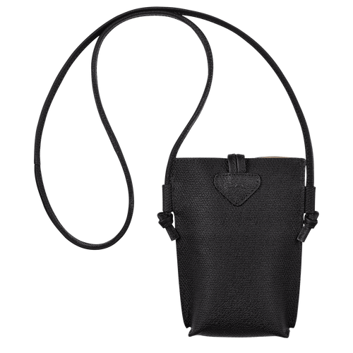 Longchamp Roseau Bőr Telefontok Női Fekete | 45218JYCG