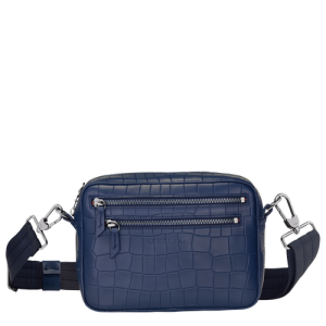 Longchamp Croco Block Bőr Crossbody Táska Férfi Kék | 80637XSIY