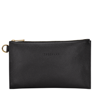 Longchamp Le Foulonné Bőr Pouches Férfi Fekete | 40236VASM
