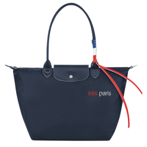 Longchamp Le Pliage Très Paris L Vászon, Recycled canvas Válltáskák Női Kék | 12568CEID